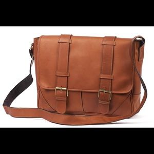 Claire Chase Sorrento Computer Laptop Messenger Leather Bag, Saddle Brown